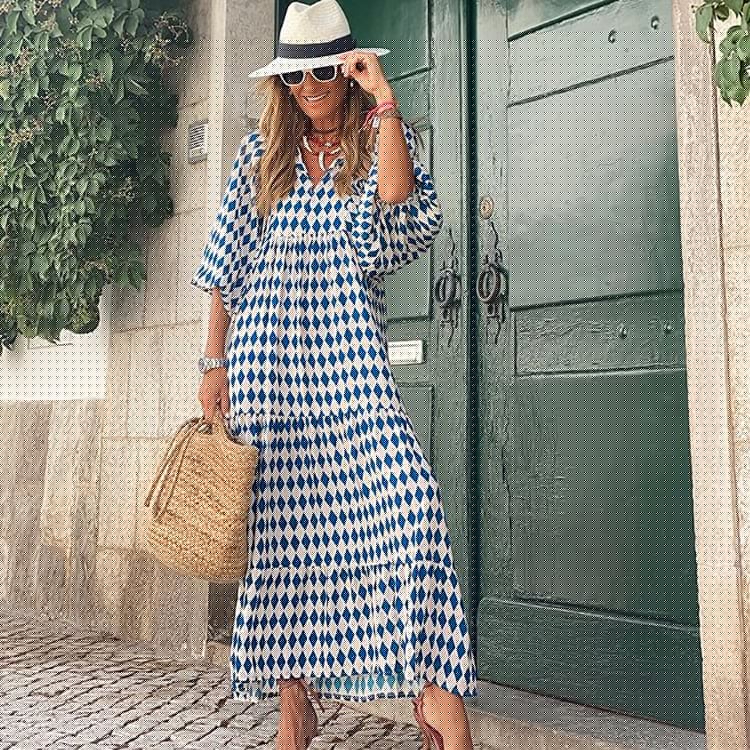🌸🌸Big price reduction🌸Women's Elegant Puff Sleeve Floral Boho Maxi Dress